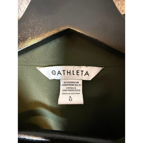 Athleta Womens Green Cropped Stretch Tech Long Sleeve Button Down - Large - Picture 5 of 7